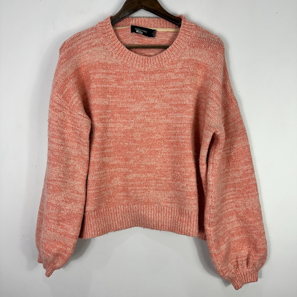 MINKPINK Sweater L Pink Peach Cozy Knit Soft Girl Quiet Luxury Minimalist Chic‎